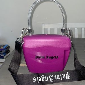Palm Angels Purple PadLock Bag With Black Strap.